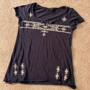 2 Pairs Lucky Brand Embroidered Short Sleeve Top